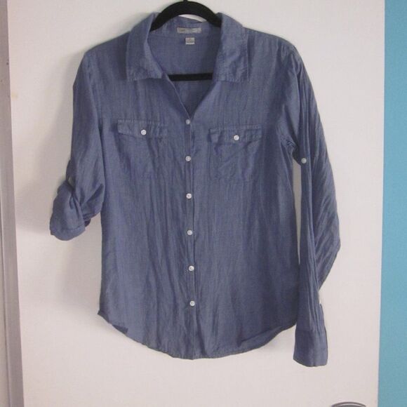 Horny Toad Womens Blue Button Up Shirt Summer Weight Size S Travel Long Sleeve - Picture 3 of 12
